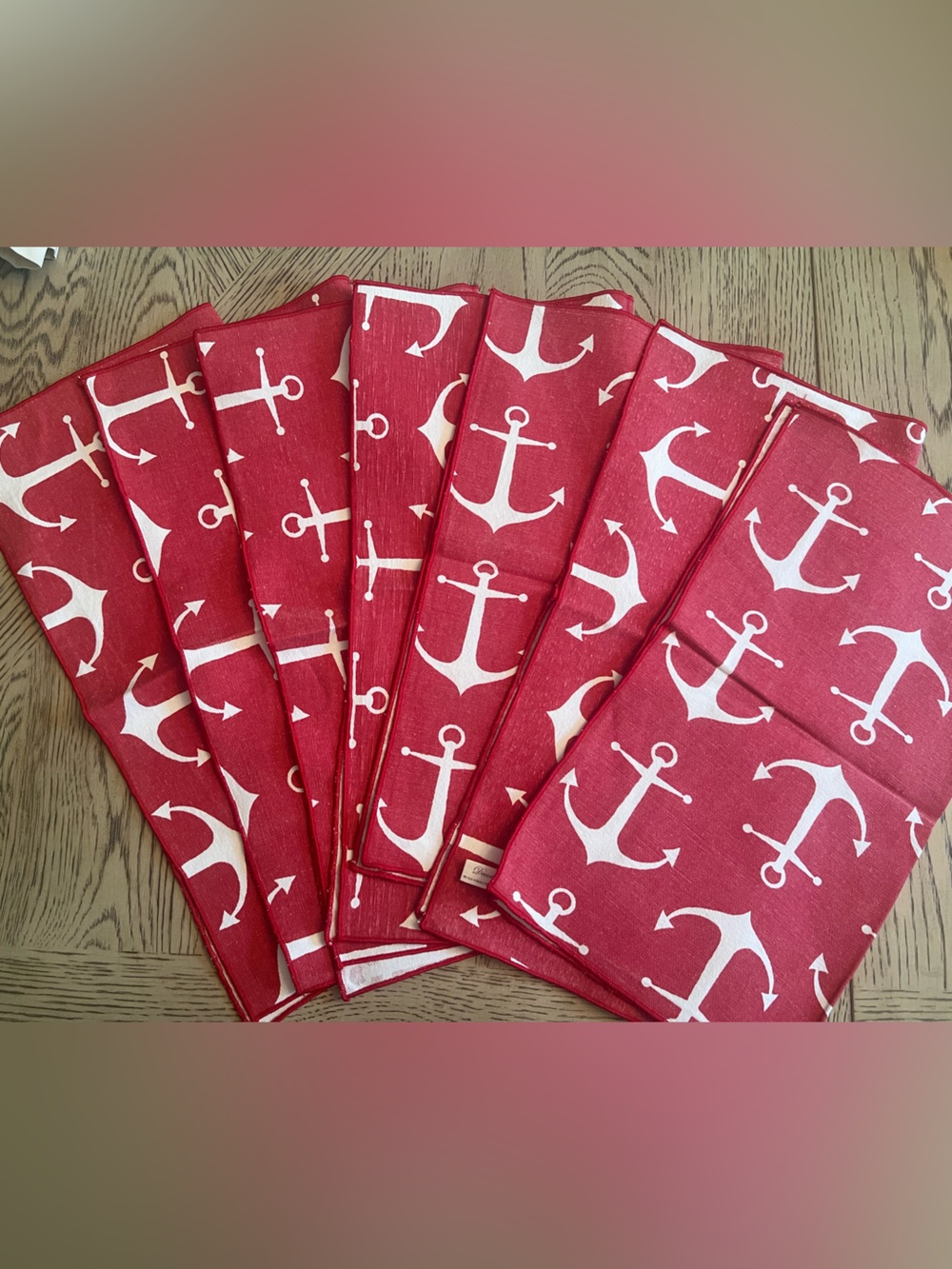 Decorative Things Red Anchor Print Napkins - Set of 6